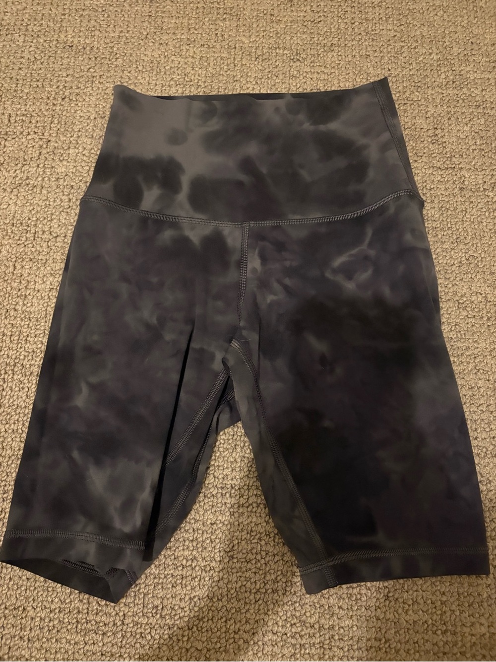 Lululemon High-Waist Black Marble Women's Bike Shorts